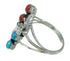 Silver Coral And Turquoise Flower Southwestern Jewelry Ring Size 4-1/2 AX82012